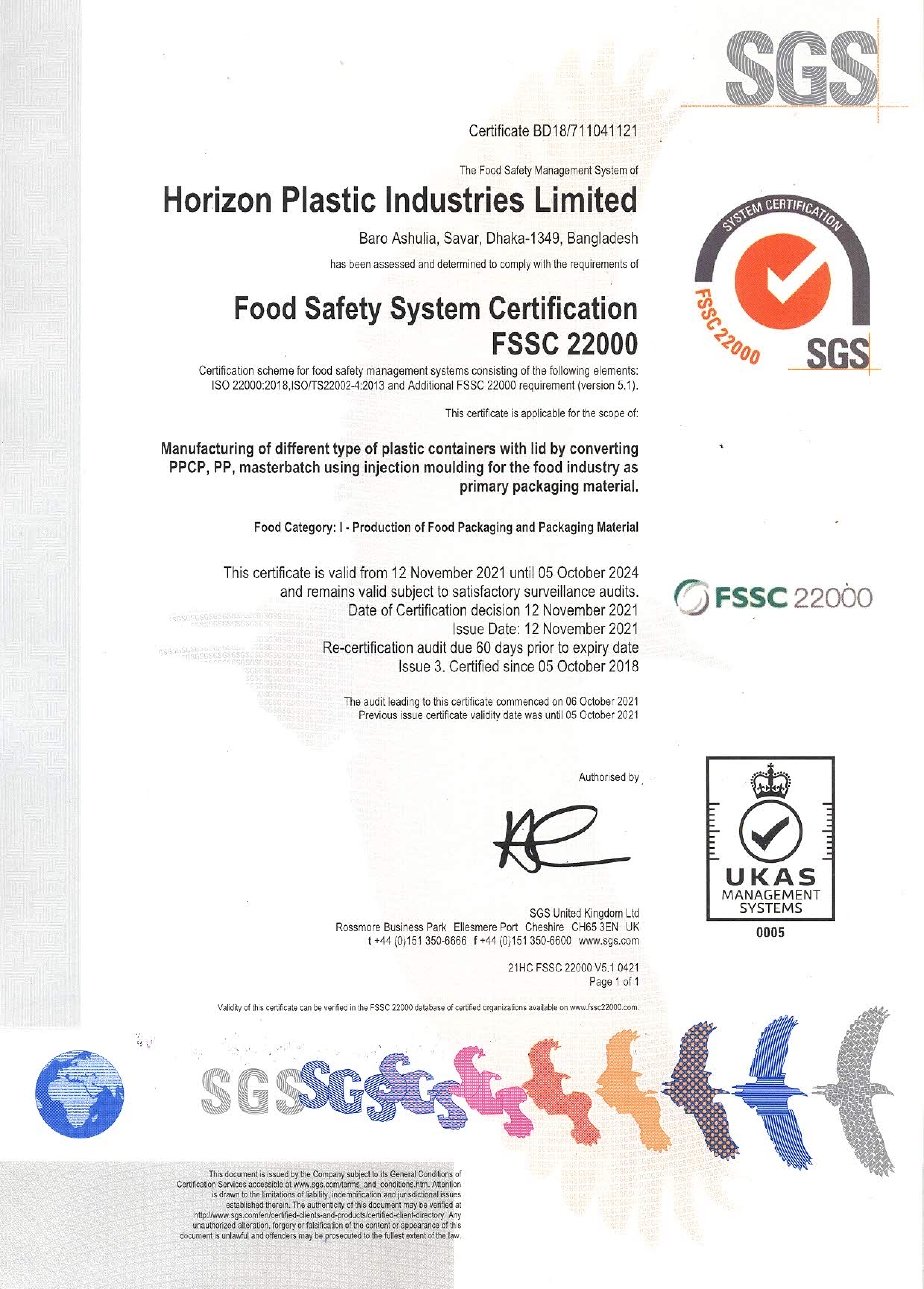 Horizon FSSC-SGS-22000