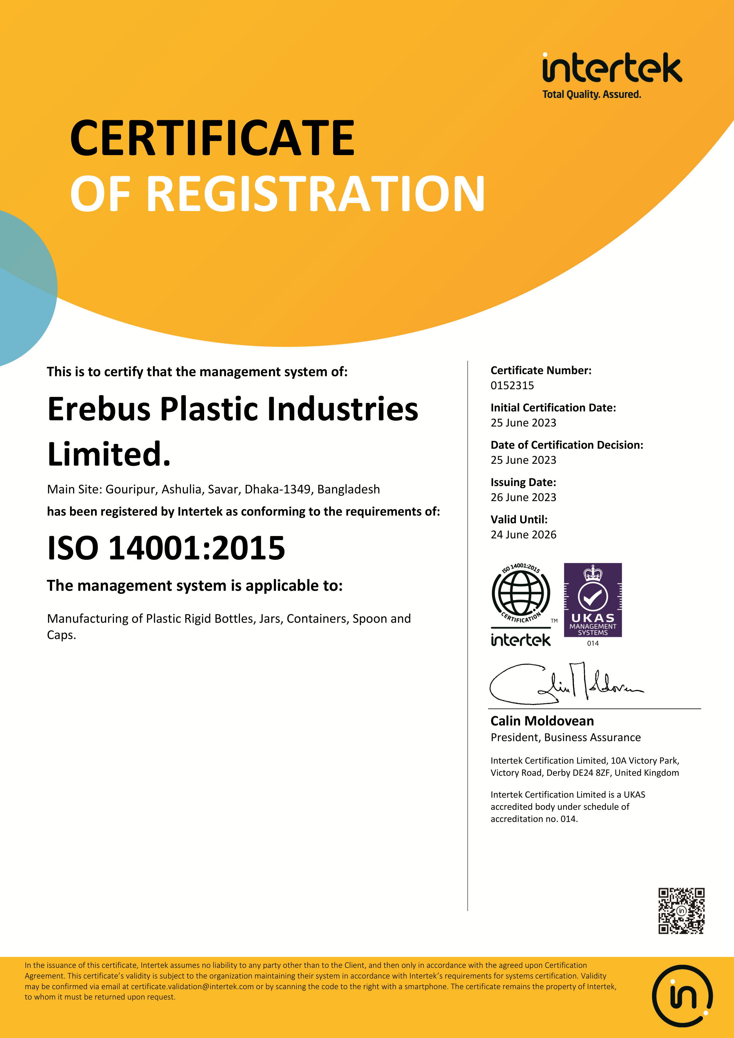 ISO certificate-14001 Erebus