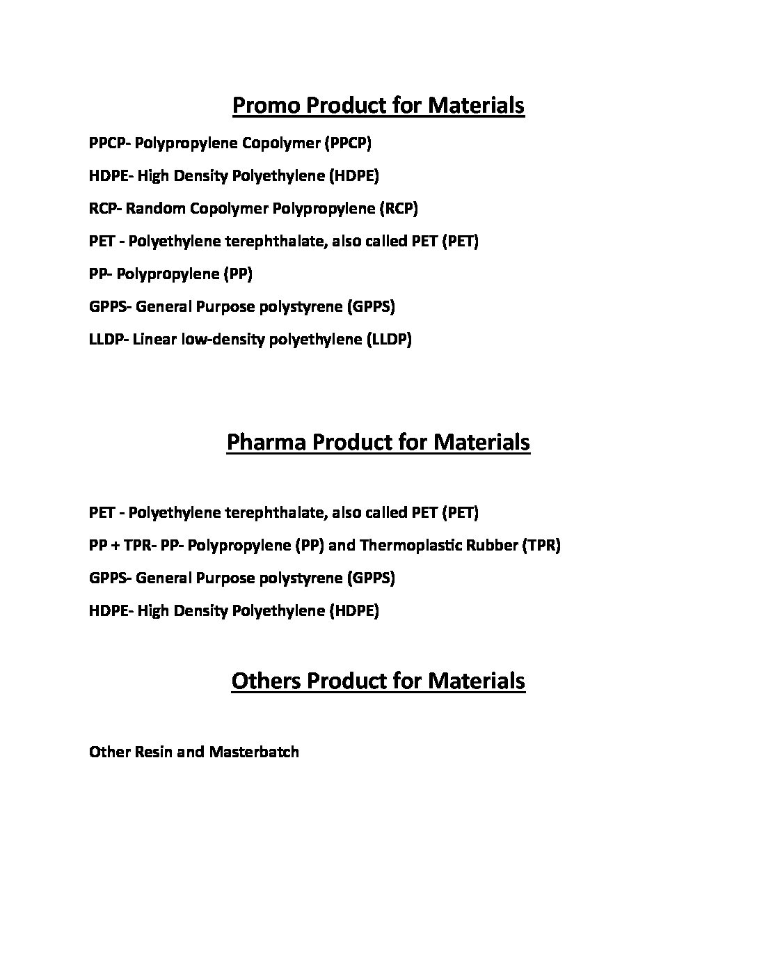 Product for Materials pdf